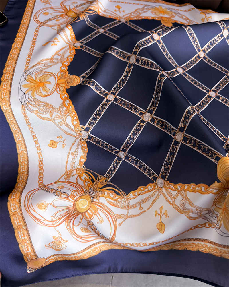Blue Classic Chain Print Squar - Silk Scarf Square review and price